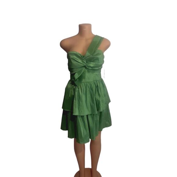 [NEW] City Studio Green One-Shoulder Cocktail Dress with Bow Detail - Picture 1 of 2